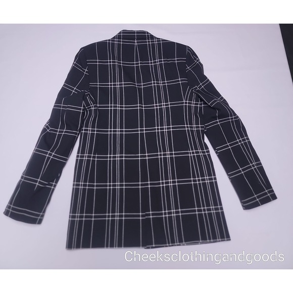 Alexander Wang Plaid Double Breasted Blazer Black White Zip Sleeve Women - Picture 7 of 12
